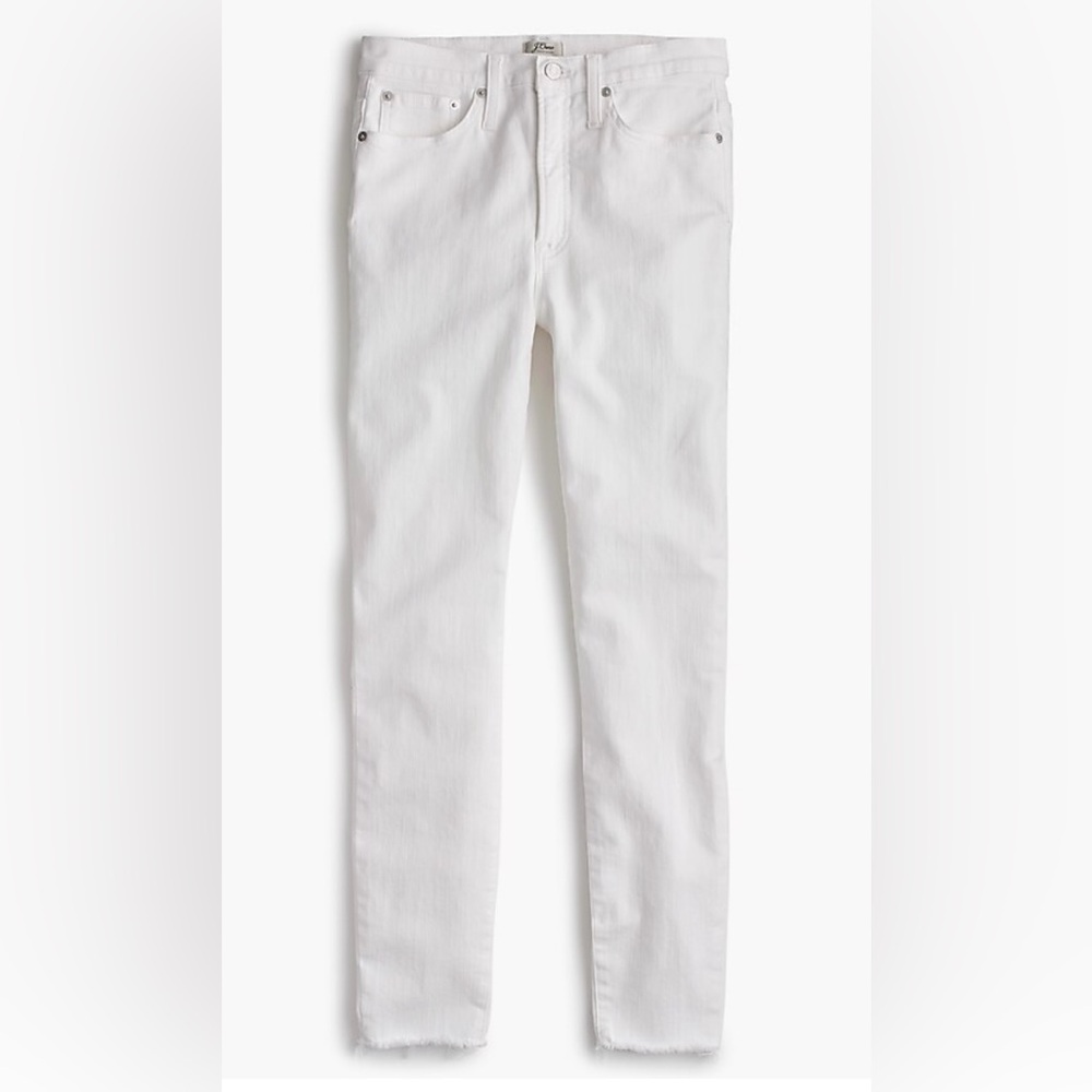 J.Crew 10" Highest-Rise Toothpick Jean in White with Cut Hems